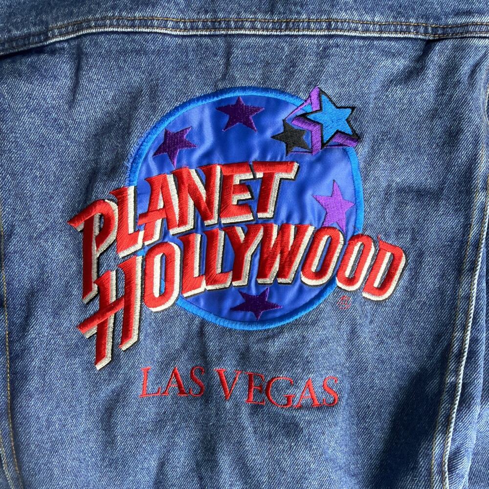 Planet Hollywood Las Vegas Denim Trucker Jacket Adult Medium Jean Vintage 90s - Picture 9 of 11